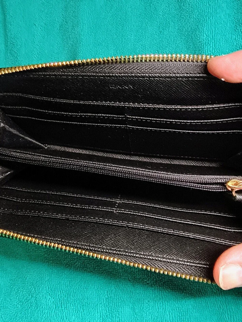 DKNY Quilted Black Zip Around Wallet